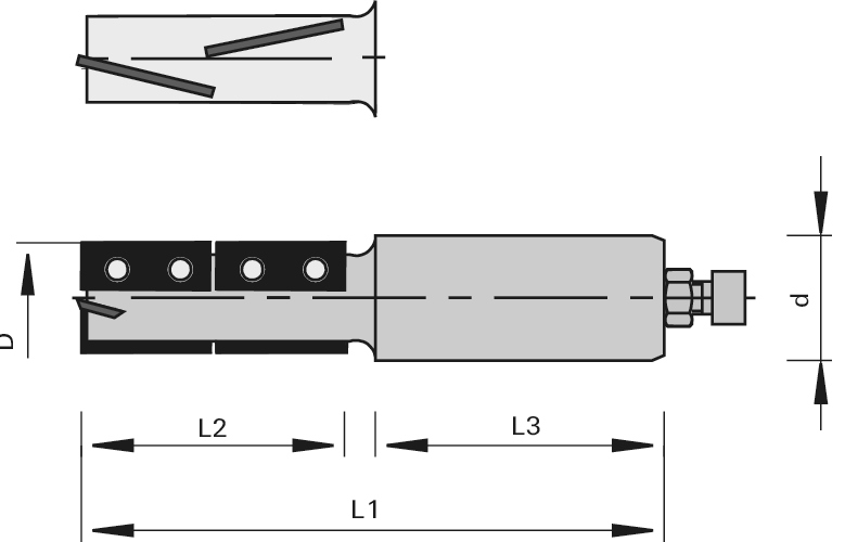 Porte-outil à queue à plaquettes HW - Z=2+2 à angle d'axe alterné