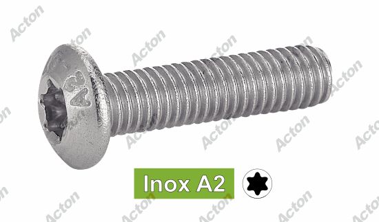 Vis à métaux ype ISO 7380-1 tête bombée six lobes inox A2 Acton