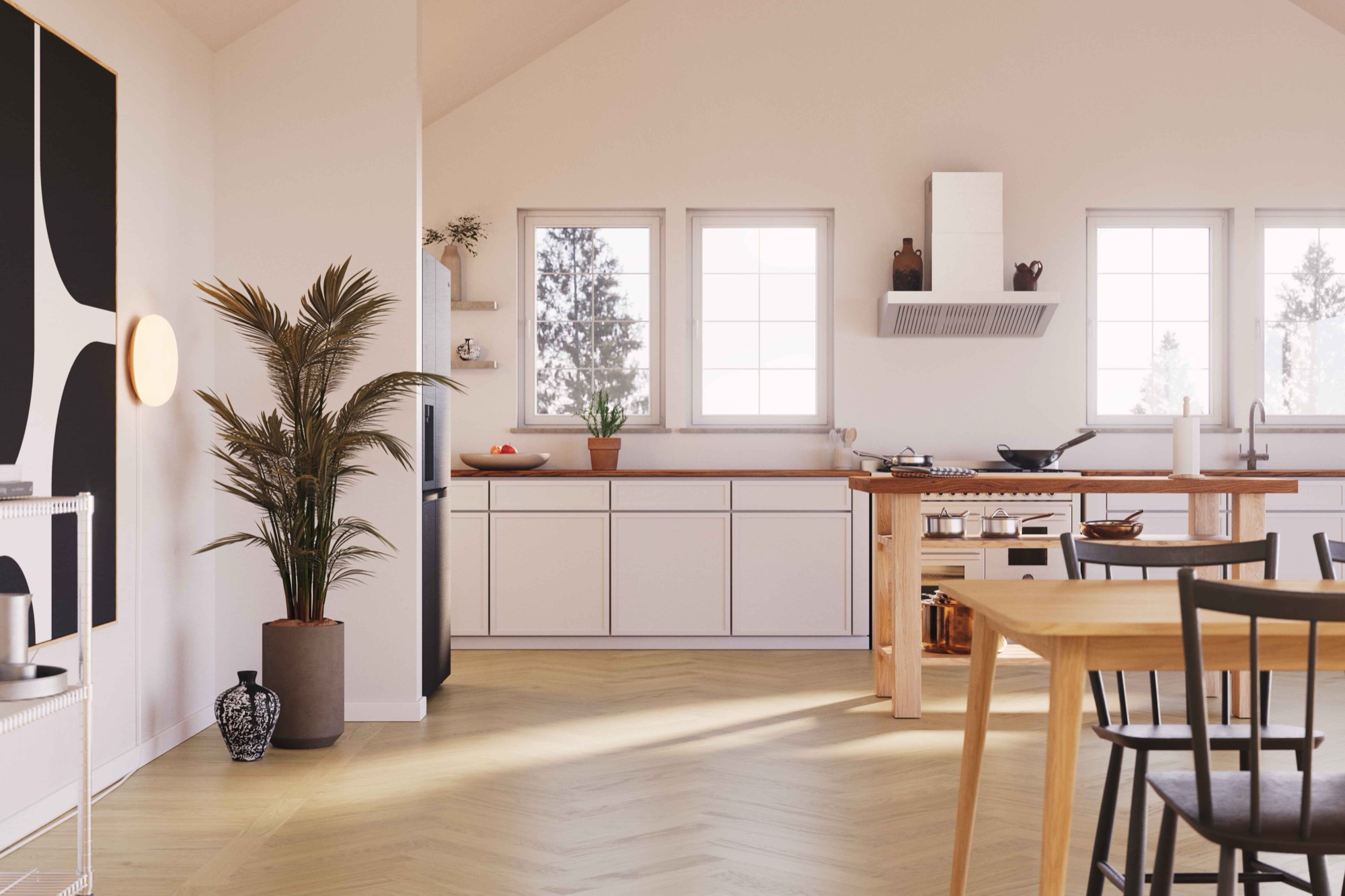 Parquet bâton rompu Bjelin Woodura Sigtuna chêne Misty White moderne 2