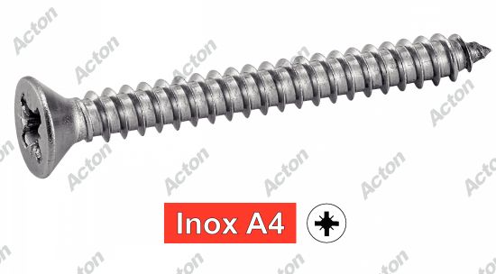 Vis à tôle tête fraisée pozidrive forme c inox A4 - DIN 7982 Acton