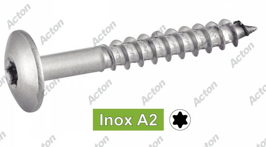 Vis de facade tête cylindrique extra large six lobes inox A2 Acton