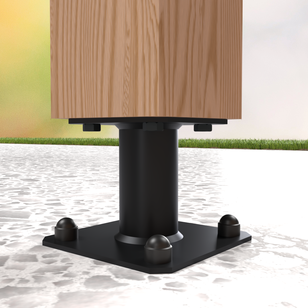 PPA100PB Pied de poteau fixe - Finition noire