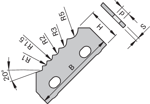 Multi Plaquettes réversibles pour racleurs HW LEUCO - exécution 3