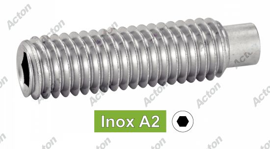 Vis sans tête ISO 4028 six pans creux bout teton inox A2 Acton