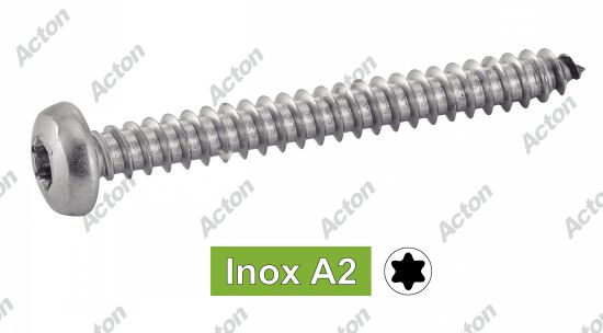 Vis à tôle tête cylindrique large six lobes forme c inox A2 - ISO