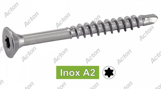 Vis autoperçantes pour bois aggloméré tête fraisée six lobes inox A2