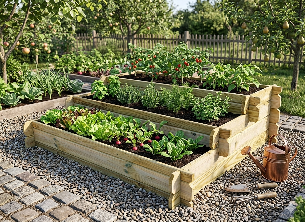 Potager 3 niveaux en bois 2