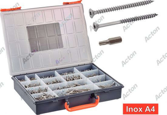 Coffret vba tête fraisée six lobes + + embouts inox A4 Acton