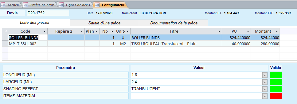 Module Devis et étude de prix de l'ERP Herakles 2