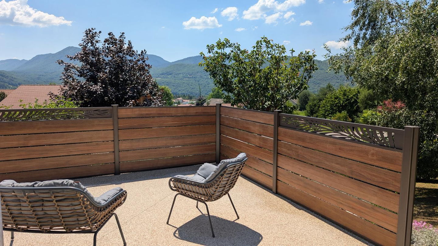 Clôture persienne sur terrasse - Ipé