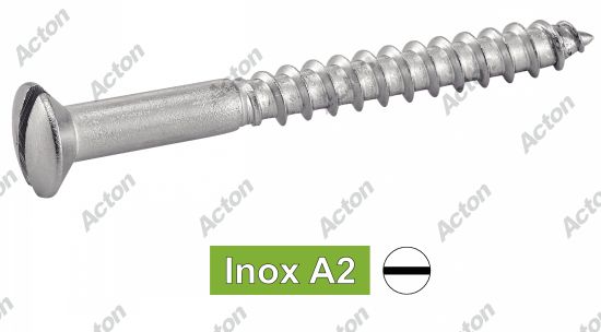 Vis à bois tête fraisée bombée fendue inox A2 - DIN 95 Acton