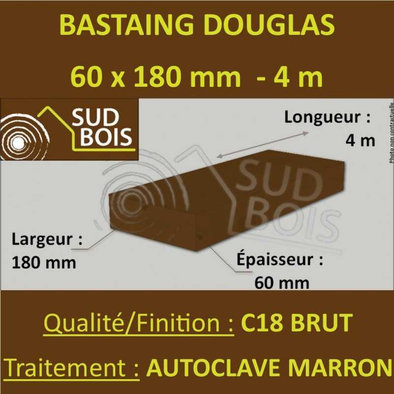 Palette de 30 Bastaings 60x180 Douglas Autoclave Marron Brut 4M