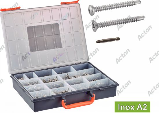 Coffret Vis autoperçantes TC + TF pozidrive + + embouts inox A2 Acton