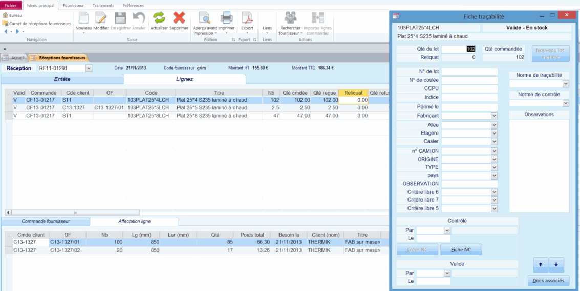 Module Achats et stocks de l'ERP Herakles 3