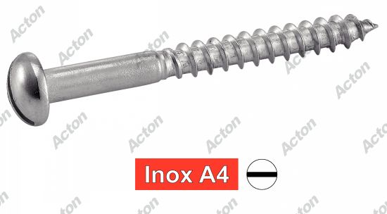 Vis à bois tête ronde fendue inox A4 - DIN 96 Acton