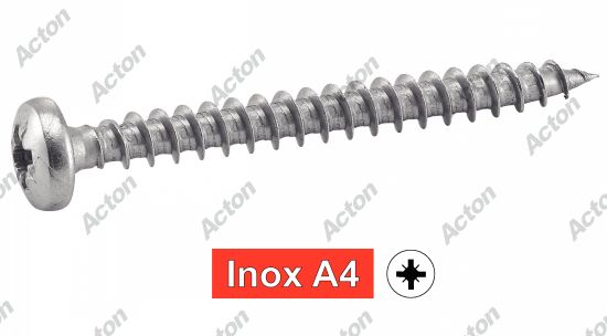 Vis pour bois aggloméré tête cylindrique pozidrive inox A4 Acton