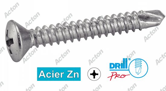 Vis autoperçantes tête fraisée bombée phillips acier zn - zingué