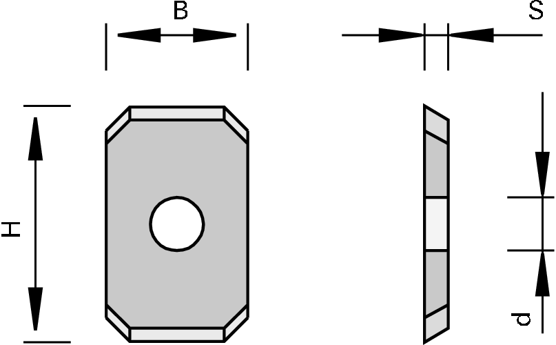 Plaquettes réversibles pour racleurs HW à 2 coupes et chanfrein LEUCO 2