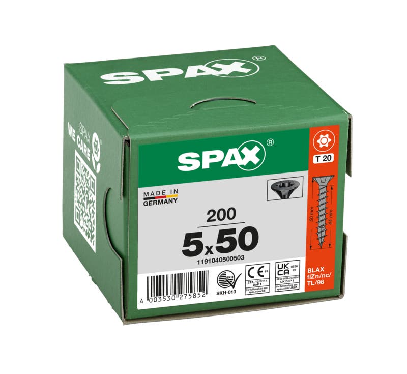 Vis universelle SPAX noir BLAX tête fraisée Ø 3–5 mm TX filet total 5