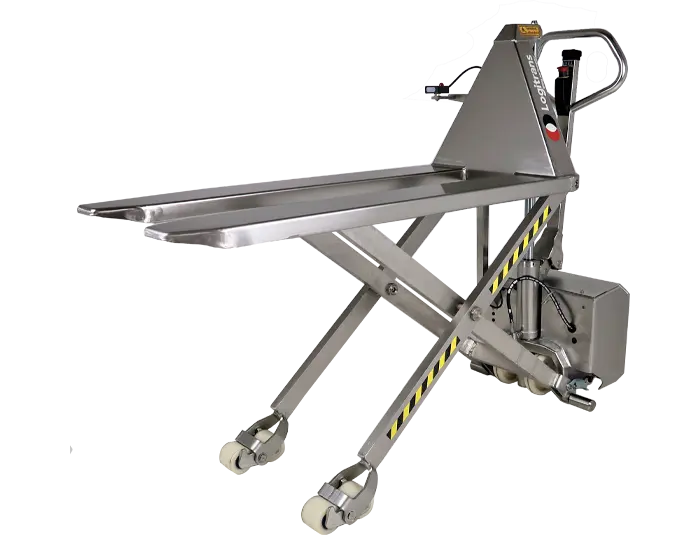 Transpalette haute levée semi-électrique inox EHLI 1500 kg