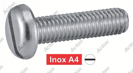 Vis à métaux tête cylindrique large fendue DIN 85 inox A2 Acto inox A4