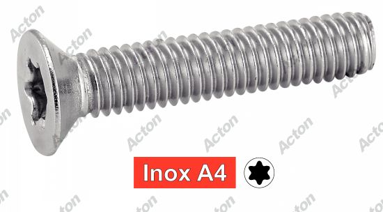 Vis à métaux tête fraisée six lobes ISO 14581 inox A4 Acton