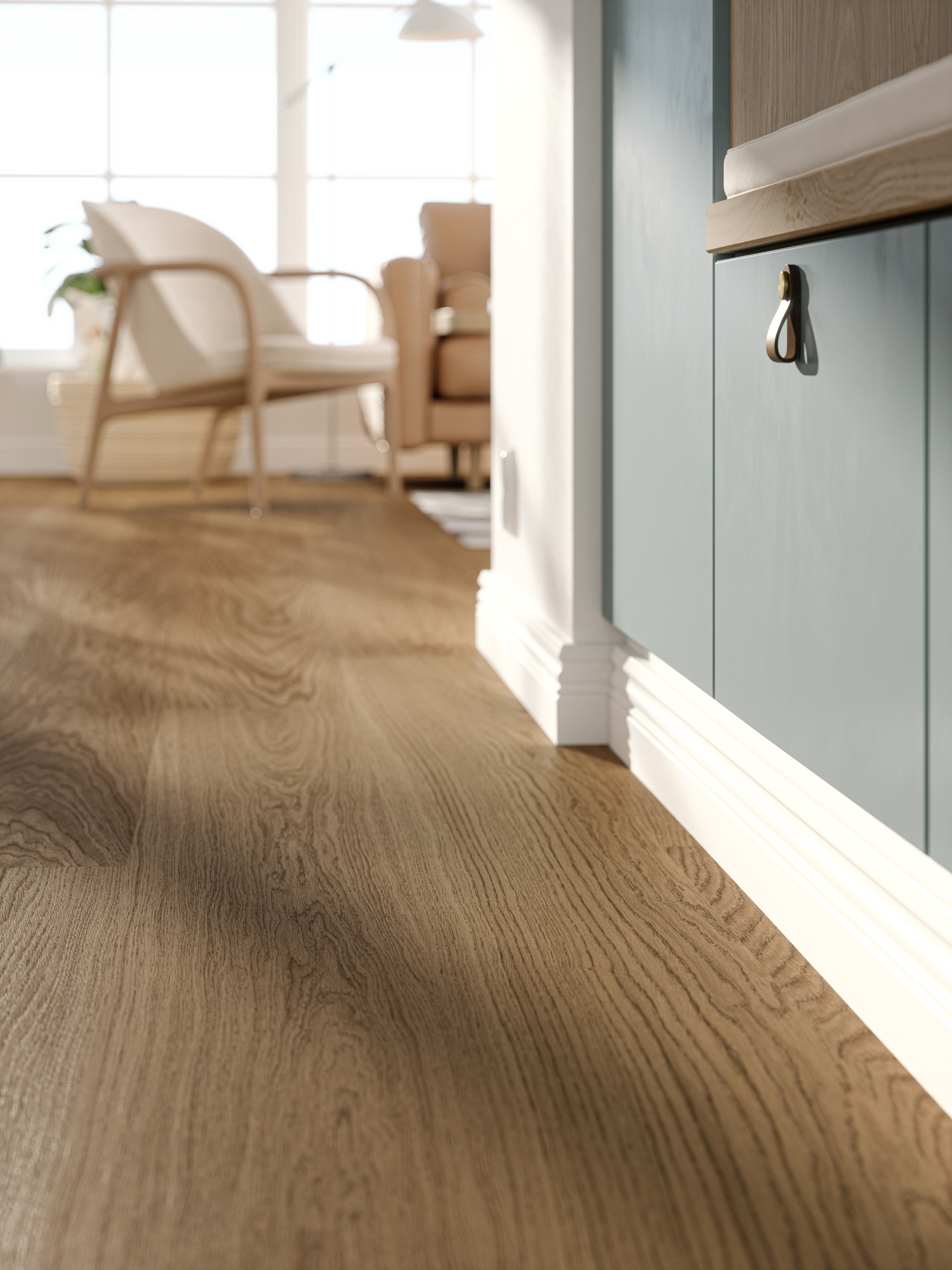 Lame de parquet hybride Bjelin Woodura Ekered chêne Terra Brown 3