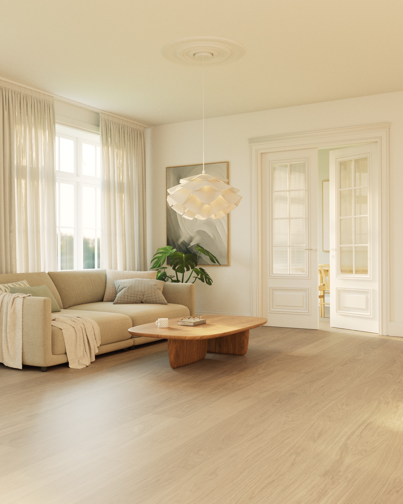 Lame de parquet hybride Bjelin Woodura Loshult chêne Misty White 2