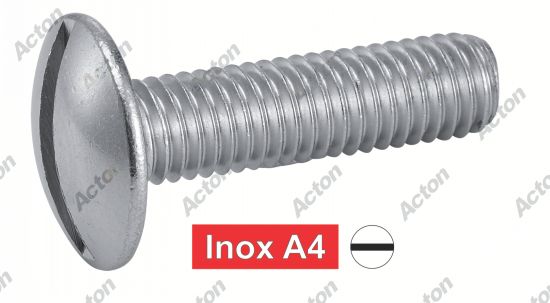 Vis à métaux tête ronde large -poêlier- fendue inox A4 - NFE 25-129