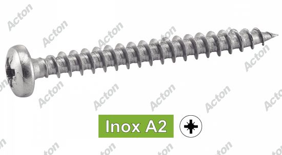 Vis pour bois aggloméré tête cylindrique pozidrive inox A2 Acton