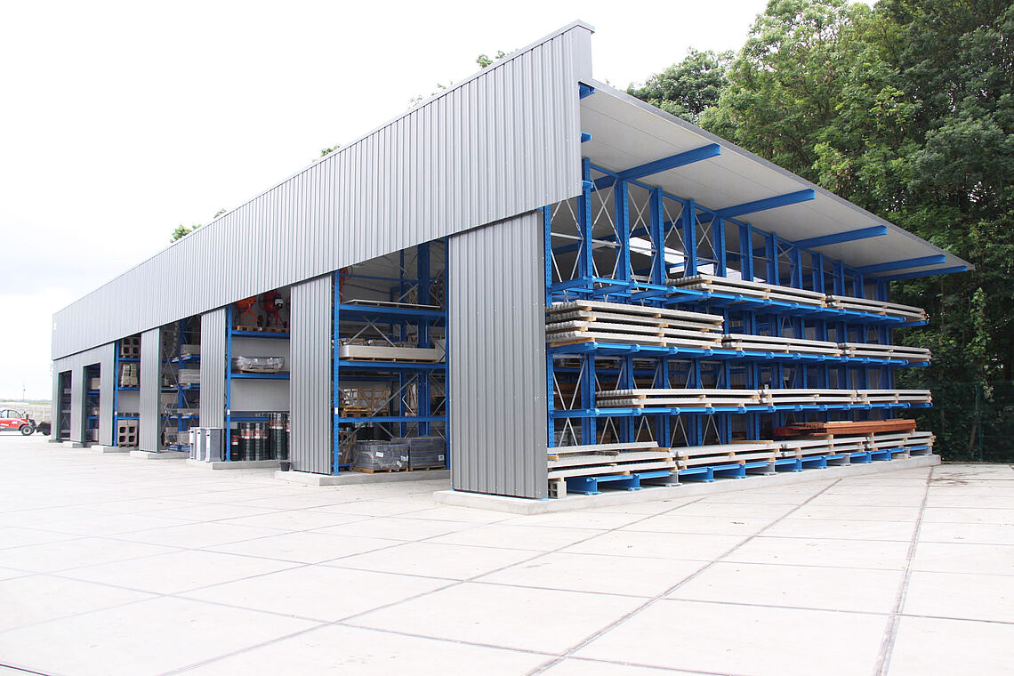 Hall de stockage autoportant OHRA à rayonnages intégrés