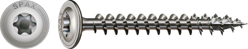 Vis à bois SPAX inox A2 tête disque Ø 8 mm TX filet mixte
