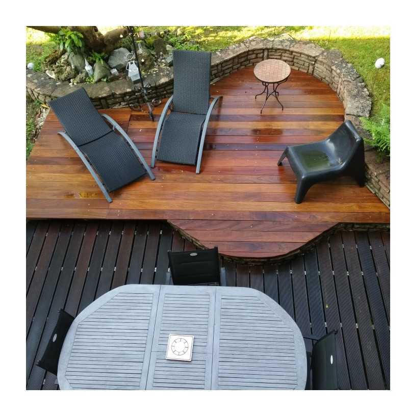 Lame de Terrasse Cumaru ROUGE 1er Choix Qualité KD 21x145 Lisse Grande Longueur