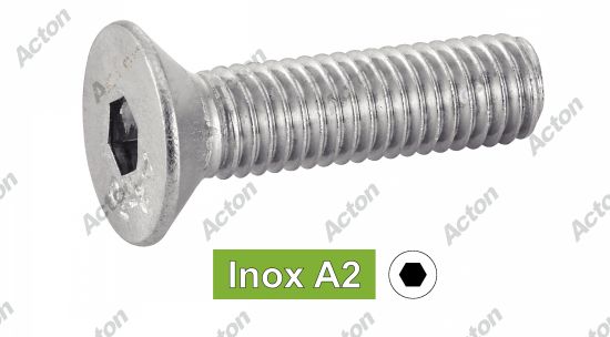 Vis à métaux ISO 10642 tête fraisée six pans creux inox A2 Acton