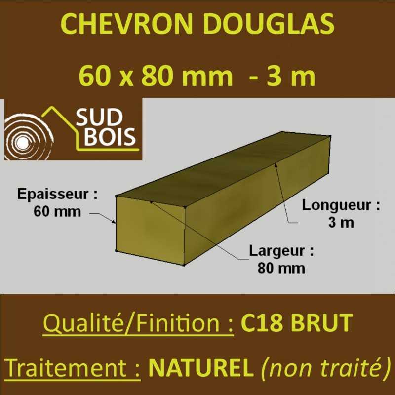 Palette de 70 Chevrons 60x80 Douglas Naturel Brut 3M