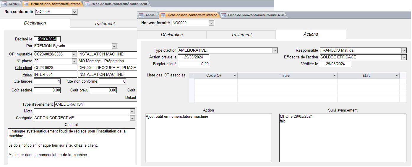 Module Qualité et non-conformités de l'ERP Herakles 2