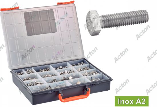Coffret DIN 933 Vis à métaux tête hexagonale inox A2 Acton