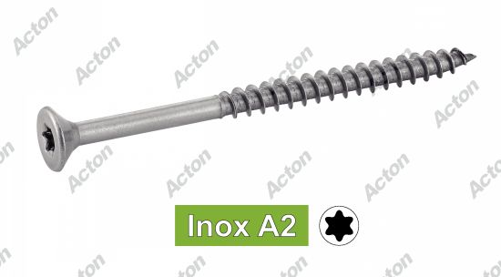 Vis pour bois aggloméré tête fraisée six lobes filetage partiel inox