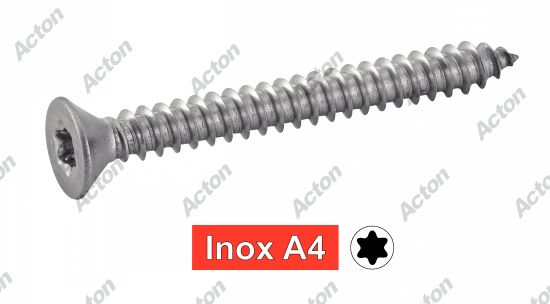 Vis à tôle tête fraisée six lobes forme c inox A4 - ISO 14586 Acton