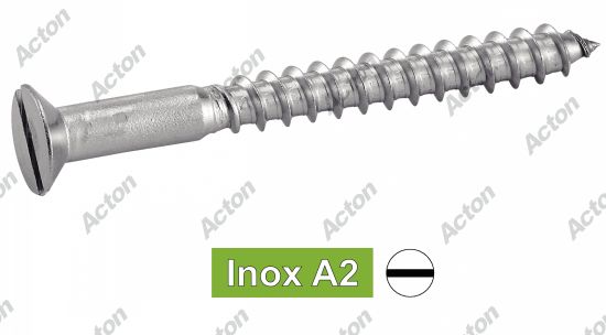 Vis à bois tête fraisée fendue inox A2 - DIN 97 Acton