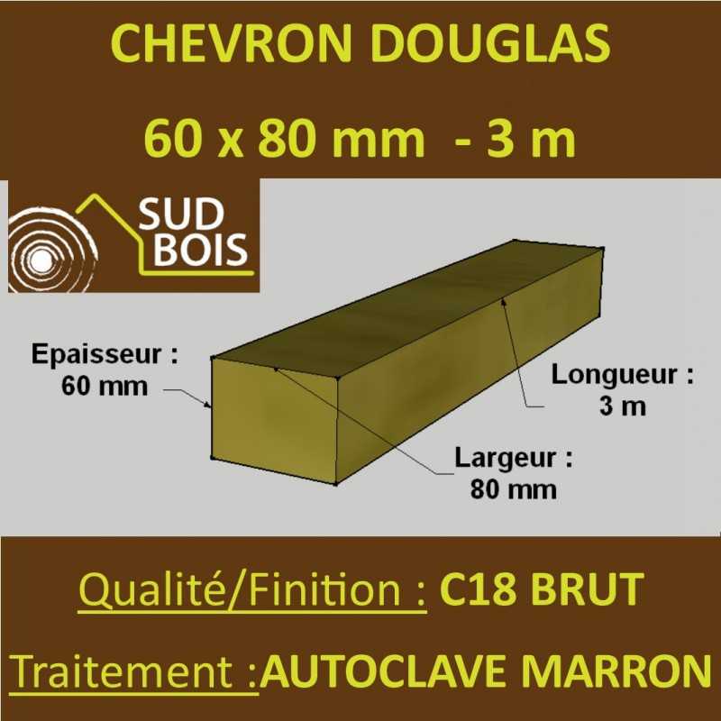 Palette de 70 Chevrons 60x80 Douglas Autoclave Marron Brut 3M