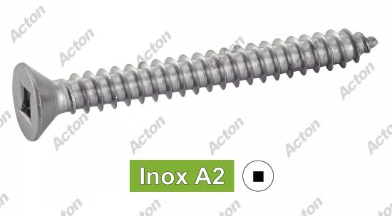 Vis à tôle tête fraisée carrée forme c inox A2 - DIN 7982 Acton