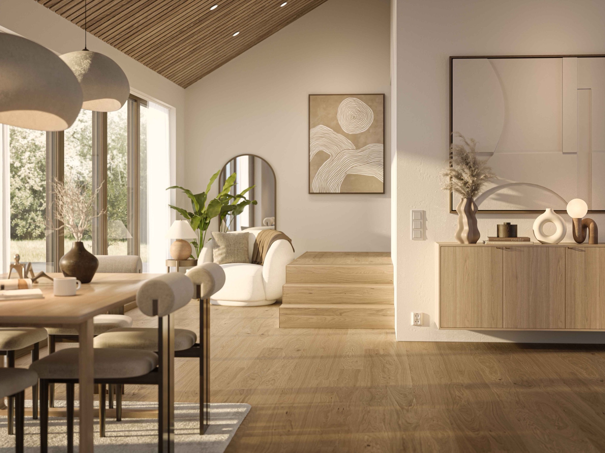 Lame de parquet hybride Bjelin Woodura Lyngby chêne Misty White 2