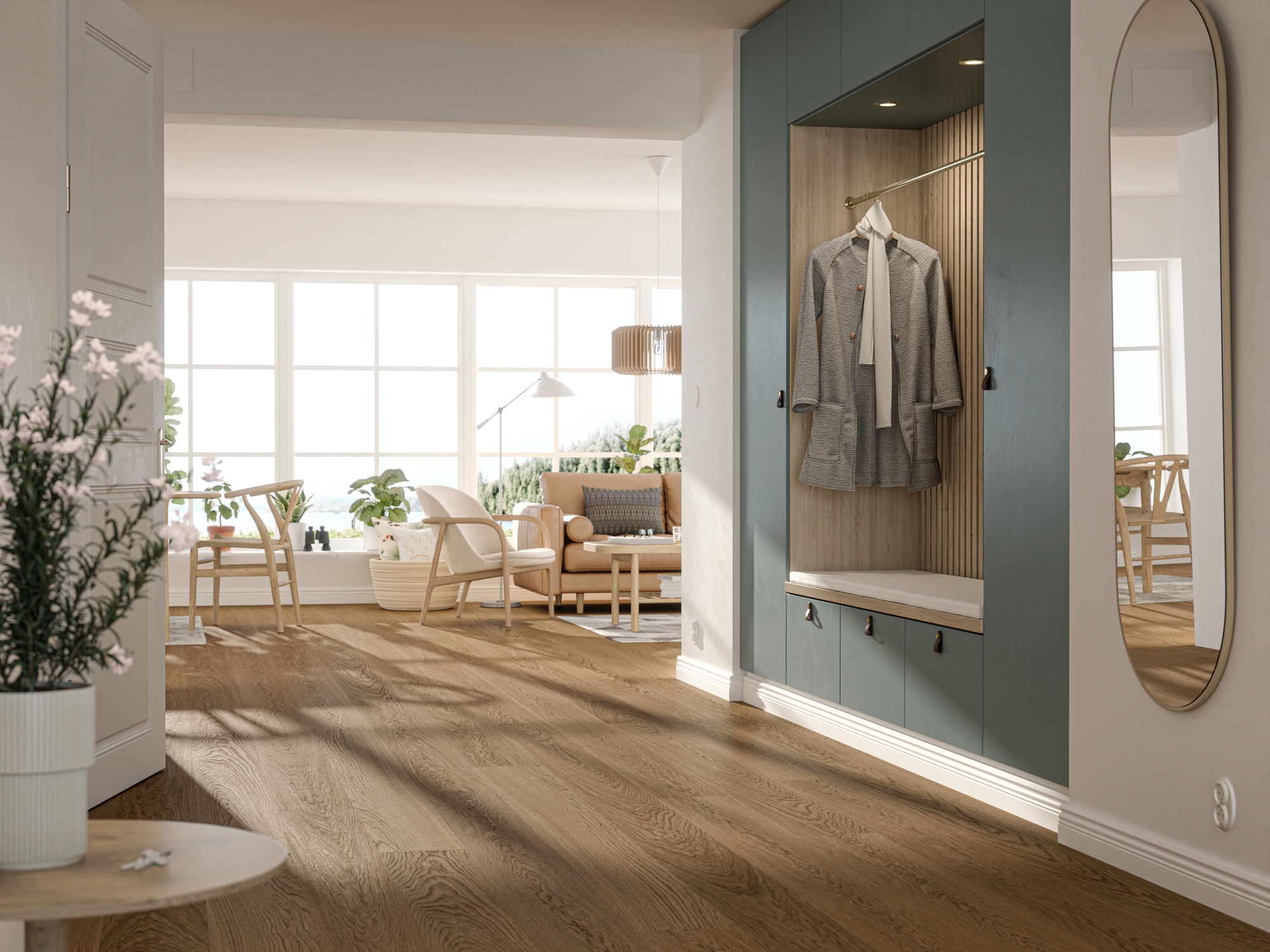 Lame de parquet hybride Bjelin Woodura Ekered chêne Terra Brown 2