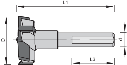 Mèche à tête cylindrique HW LEUCO - Z=3+3 avec pointe de centrage 2