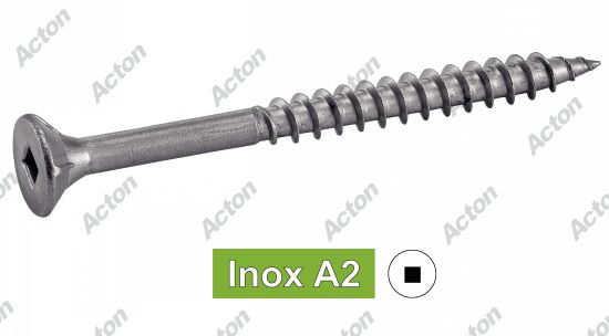 Vis pour bois aggloméré tête fraisée carrée striee sous tête inox A2