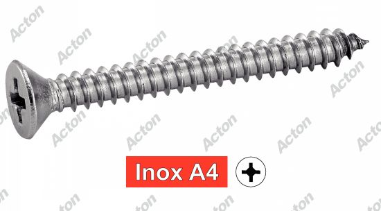 Vis à tôle tête fraisée phillips forme c inox A4 - DIN 7982 Acton