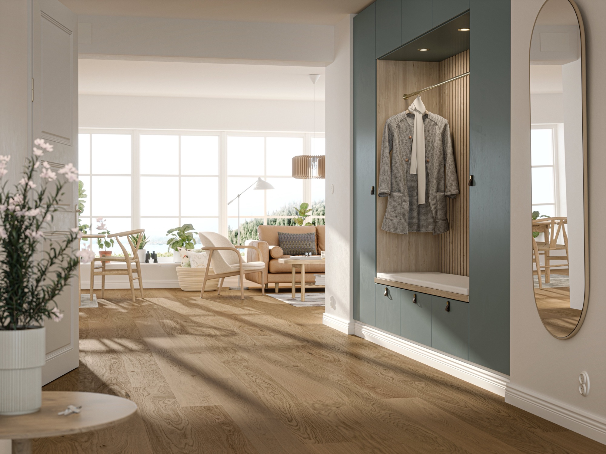 Lame de parquet hybride Bjelin Woodura Tullstorp chêne Terra Brown 2