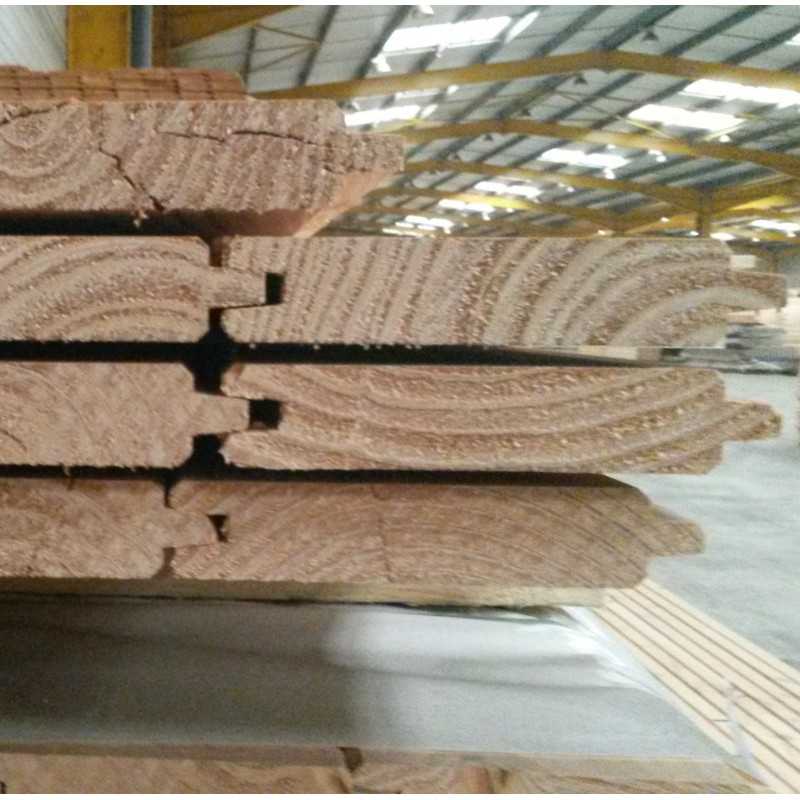 Planche à Emboîtement / Palissade 27x135 Pin Autoclave Marron 1er Choix Raboté 2m