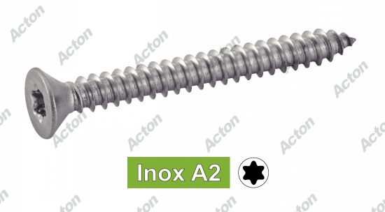 Vis à tôle tête fraisée six lobes forme c inox A2 - ISO 14586 Acton